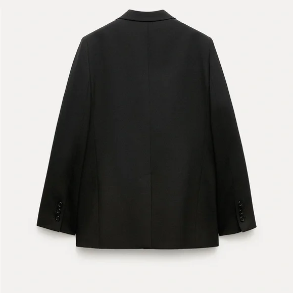 Zara Oversized Wool Blend Jacket Blazer Coat ZW Collection Black size XS NWT - Picture 8 of 16